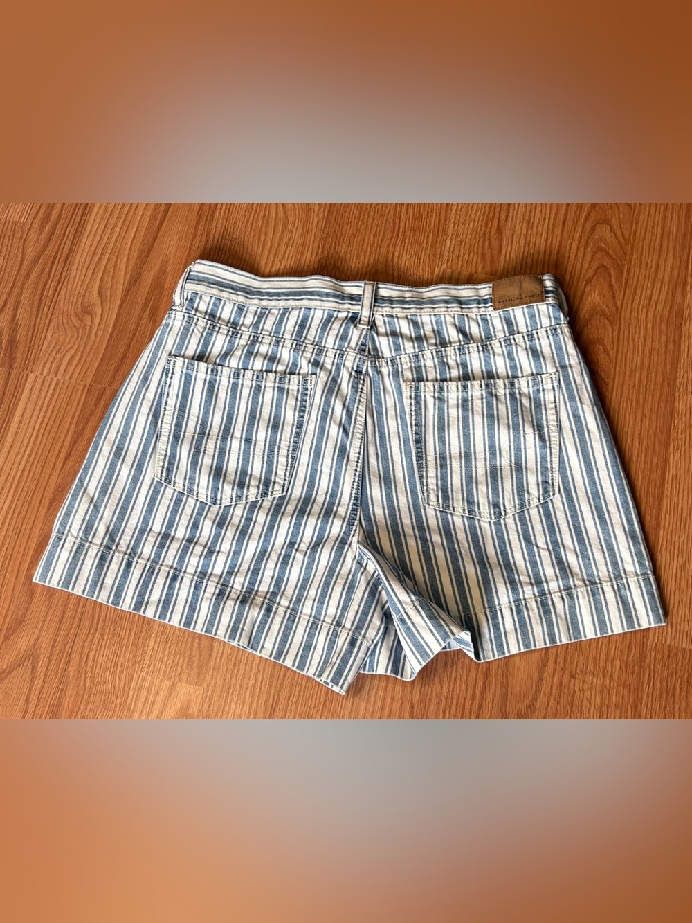 American Eagle Outfitters Blue and White Striped Denim Shorts - Picture 5 of 6